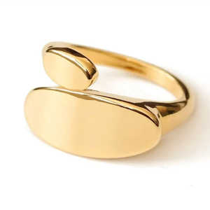 PRAO Bague tendance plaquée or anti-ternissement à taille ajustable - Product Image 2