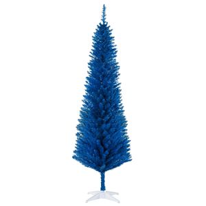 6FT Blue Pencil Christmas <b>Tree</b> with 390 Realistic <b>Branch</b> Tips and Plastic Stand Decorated Christmas <b>Tree</b> - Product Image 1