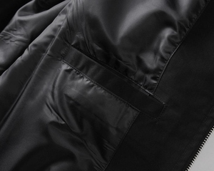 Custom Clothing Men's Women's Varsity <b>Jacket</b> Short Zipper Solid Color Black Canvas Casual Winter Eco-Friendly Windproof - Product Image 6