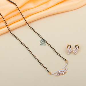 Amara CZ Designer Mangalsutra Set-24K Gold Plated Brass Bridal Jewelry with American Diamond - Product Image 1