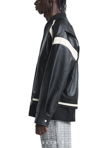 2024 New OEM Custom Logo High Quality Faux PU <b>Leather</b> Men <b>Jackets</b> - Product Image 3