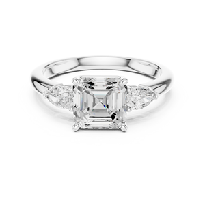 Anillo Premium con Diamantes Cultivados en Laboratorio de Corte Asscher y Pera Brillantes, Oro Blanco de 14K, Joyería Certificada GRA a un Precio Razonable - Product Image 3