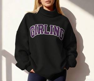 Sudadera Larga con Cuello Alto Personalizada para Mujer, Estilo Casual, Oversize, de Forro Polar, para Otoño, Venta al Por Mayor, OEM - Product Image 2