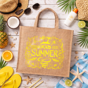 Bolsa de Compras Reutilizable con Asas de Yute Negras, Diseño Personalizado con Logotipo, Patrón a Rayas Elegante para Mujer, R.D Bag House - Product Image 6