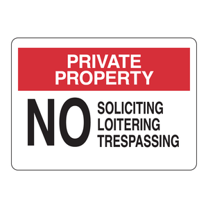 Letrero de Seguridad de Aluminio para Propiedad Privada Brady, Prohibido la Venta Ambulante, Uso en Interiores/Exteriores - Product Image 1