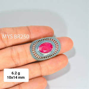 แหวนพลอยทับทิมธรรมชาติและแหวนเงินแท้ 925 ทำมือ ราคาขายส่งเครื่องประดับ - Product Image 1