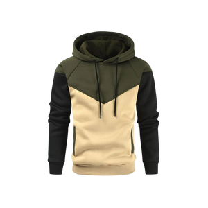 Sweat à capuche pour homme, couleur contrastée, vert, blanc, noir, en polaire chaude, style urbain tendance - Product Image 3