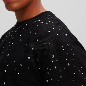 T-shirt en coton respirant 100 % avec strass, col rond, confortable, style streetwear, personnalisable, haute qualité, fabrication usine, vente chaude - Product Image 5