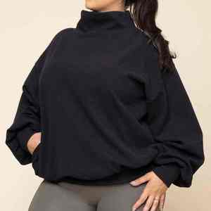 Womens Custom <b>Mock</b> <b>Neck</b> Sweatshirt Oversized Long Sleeve Casual Pullover Relaxed Fit Streetwear Fashion <b>Top</b> - Product Image 4