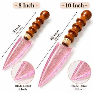 Décoration de poignard en cristal rose fait main avec manche en bois, objet de collection fantastique, cadeau, ornement - Product Image 1