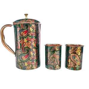 Carafe élégante en cuivre martelé imprimé, style antique, avec ensemble de verres, idéale pour les restaurants, les fêtes ou l'usage quotidien, disponible au prix de gros - Product Image 1