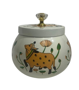 Panier de rangement rectangulaire blanc avec poignée, ensemble de 4 bols à motif vache, organiseur de cuisine mignon - Product Image 3