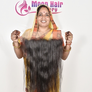Extensions de cheveux naturels indiens Remy Moon Hair, 22 pouces, 100g, double trame machine, dentelle transparente 13x4 frontale - Product Image 6