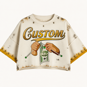 เสื้อยืดทรงครอปสไตล์วินเทจ Glory Custom Trendy Look ผ้าฝ้าย 100% เนื้อนุ่ม ลุคขาดๆ แบบดิสเทรส แขนสั้น ซักแล้ว ใส่ได้ทั้งชายและหญิง - Product Image 1