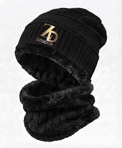 ZEDDISH Bonnet d'hiver décontracté 2-en-1 avec cache-cou intégré, doublure polaire, tricot épais, coupe-vent, thermique, pour homme et femme, idéal pour l'extérieur - Product Image 4