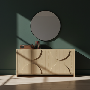 Aparador de Madera Moderno Semicircular con Panel de Media Luna, Mueble de Almacenamiento de Madera con Panel de Arco de 4 Puertas, Diseño de Arco Moderno - Product Image 4