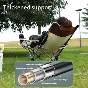Outdoor Aluminum Foldable Lightweight Reclining Chair with <b>Adjustable</b> Backrest Hand Rest & Removable <b>Footrest</b>-Modern Design - Product Image 4