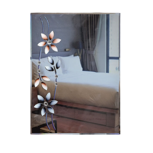 Elegant V-Groove <b>Mirror</b> features a Stunning Contemporary Floral Design Frameless <b>Wall</b>-Mounted Art Decor - Product Image 2