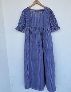 Pure Cotton Indian Block Print Women's Girls' Printed Maxi Dress Trendy Casual Summer Evening Party Dress Button Long Fit - Product Image 1
