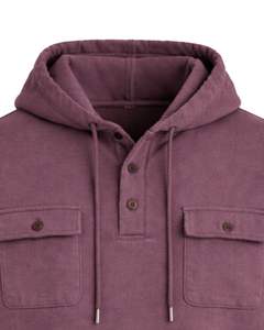 Sudadera con Capucha para Hombre Color Malva Empolvado, con Cierre de Botones, Bolsillos Dobles en el Pecho, Estilo Casual Urbano, Fabricante OEM - Product Image 4