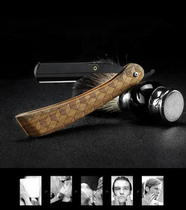 Professional Curve Straight <b>Razor</b> <b>Men</b> Wood Handle Barber Shaving Spider Pattern Face Cleaning Stainless Steel Blade A+ Grade - Product Image 3