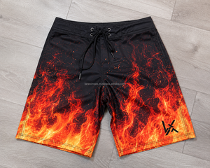 Shorts de bain pour hommes personnalisés à motif flamme rouge, séchage rapide, imprimés par sublimation, 100% polyester, shorts de plage athlétiques - Product Image 6