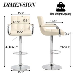 Set di 2 Sgabelli da Bar Hengming con Altezza Regolabile per Ristoranti, Soggiorni, Caffetterie e Spazi Relax - Product Image 1