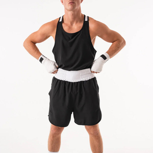 100% <b>Polyester</b> Stretch Lightweight Breathable Boxing Uniforms Custom Digital Print Men's Regular Fit Vest and <b>Shorts</b> Set - Product Image 1