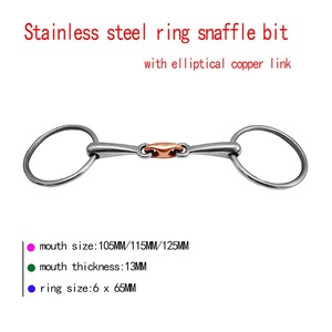 Mors à étrier articulé en acier inoxydable et cuivre, mors à double articulation multi-tailles pour l'entraînement et l'équitation équestre - Product Image 1
