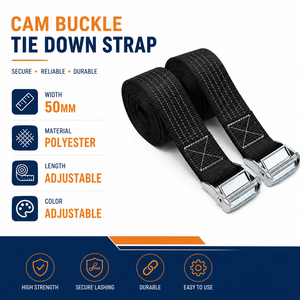 สายรัดสินค้าหนักแบบ Cam Buckle ขนาด 50 มม. โพลีเอสเตอร์ รับน้ำหนัก 800 กก. แบบไม่มีตะขอ สำหรับขนส่ง โรงงาน ผู้ผลิต OEM - Product Image 4
