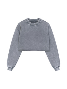 High Quality Winter Button Crop Top 380GSM Polyester/Cotton Streetwear Y2K Custom Logo Washed Pullover Regular <b>Sweatshirts</b> Men - Product Image 1