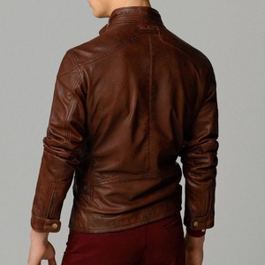 Custom High Quality Plus Size Men's Winter <b>Jackets</b> Classic Windproof Cotton Lining Casual Men's Leather <b>Jacket</b> - Product Image 5