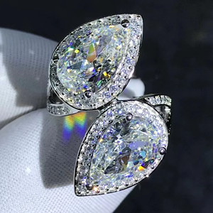 Anillo de Diamante Cultivado en Laboratorio con Corte Pera de 6.60 Quilates, Oro Blanco de 14K, Joyería Clásica para Compromiso y Boda, Original - Product Image 6