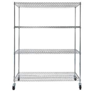 Adjustable 4-Tier Steel <b>Wire</b> Shelving Unit with 4\" Wheels Easy-to-Move Storage <b>Rack</b> - Product Image 4
