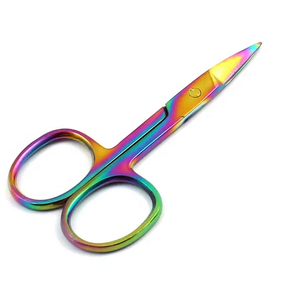 Tijera de uñas para cutículas arcoíris de varios colores de titanio curvada 3,5" - Product Image 1