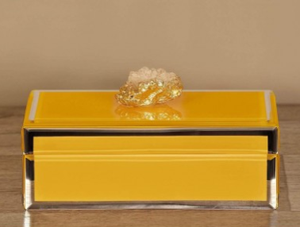 Luxury Deep Yellow Color Mirror <b>Glass</b> Decorative Storage Box Key <b>Knob</b> Premium Jewelry Vanity Organizer Boxes Home Decor Lacquer - Product Image 2