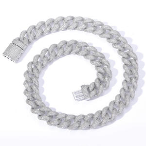 Collier chaîne cubaine de luxe en moissanite et diamant pour hommes et femmes, or 14 carats, cadeau disponible, meilleur prix - Product Image 3
