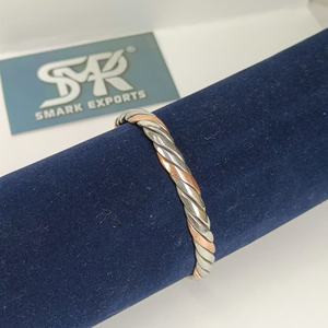 Luxury Magnetic Copper Traditional Open Cuff Bangle Metal Craft Handmade Adjustable Twisted Rope Style <b>Bracelet</b> - Product Image 2