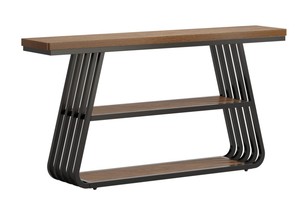 Table console en bois moderne avec structure en métal, design industriel, rangement, meubles de salon - Product Image 5