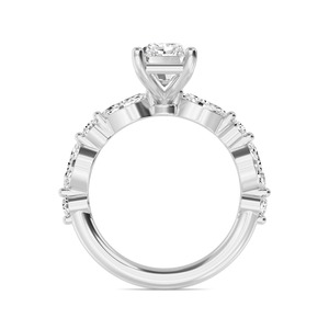 Impresionante Anillo de Compromiso de Oro Rosa de 10K con Diamantes Cultivados en Laboratorio, Corte Redondo Radiante y Marquesa, 3.81 CTW, Lujoso para Novia - Product Image 4