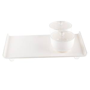 Ensemble de plateaux modernes en acrylique blanc avec 2 pots à sucre et à café, couvercles inclus - Product Image 1