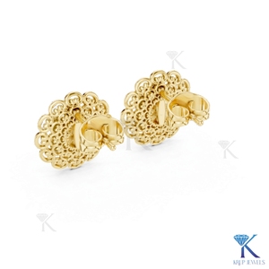 Lab Grown Diamond Classic Filigree Floral Stud <b>Earrings</b> 7 Stone Cluster <b>Solid</b> Gold Women's Jewelry Anniversary Gift - Product Image 5