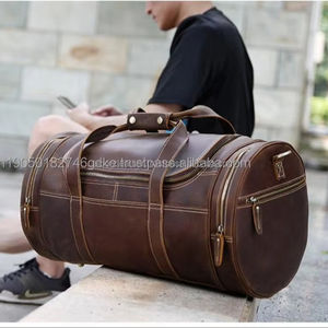 Premium Vintage Style Large Capacity Zippered Full Grain Leather Weekender Duffel <b>Bag</b> Luxury Business <b>Travel</b> Luggage <b>for</b> <b>Men</b> - Product Image 6