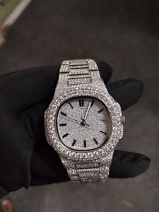 Montre automatique en moissanite, entièrement sertie de moissanite VVS, en acier inoxydable, montre de luxe pour homme - Product Image 1