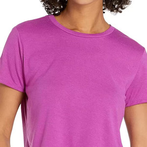 T-shirt d'été 2025 pour femme, décontracté, uni, 100% coton épais et respirant, coupe courte et classique, col rond, manches courtes, personnalisable - Product Image 4