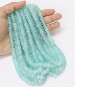 Perles de chalcédoine naturelle AAA, forme ronde lisse, 15 pouces, 7-8 mm, perles de chalcédoine lisses, pierres précieuses, bijoux artisanaux - Product Image 1