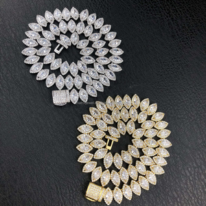 Hip Hop Bling Jewelry 925 Sterling <b>Silver</b> Marquise Cut Diamond <b>Tennis</b> Chains Custom Marquise Diamond <b>Tennis</b> <b>Necklace</b> - Product Image 5