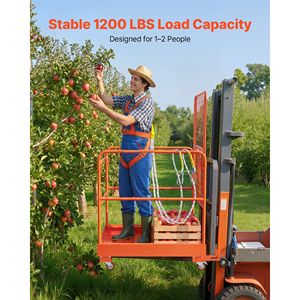 36.2 X 41.1 Inch Heavy Duty Forklift Safety Cage 1200 Lbs Capacity Work Platform 4 Wheels <b>Construction</b> <b>Lifter</b> Man Basket - Product Image 3
