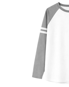 Custom Light Grey <b>White</b> Raglan Long Sleeve T Shirt Men 100% Cotton Crew Neck Casual Baseball <b>Tee</b> OEM Manufacturer Supplier - Product Image 3