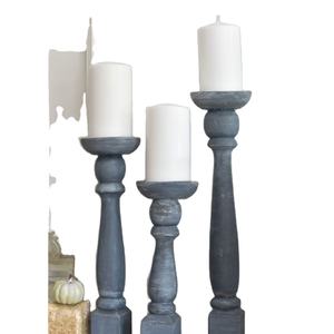 Juego de 3 portavelas de madera de gran tamaño diseño clásico portavelas de madera de color gris a precio atractivo por proveedores indios - Product Image 1